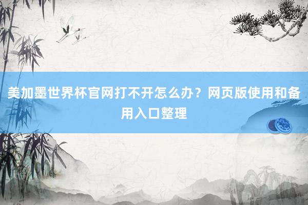 美加墨世界杯官网打不开怎么办？网页版使用和备用入口整理